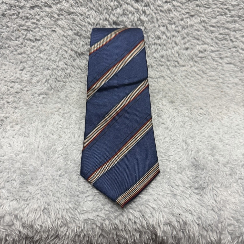 Christian Dior Silk Tie Blue Red Diagonal Stripe New York Paris Designer